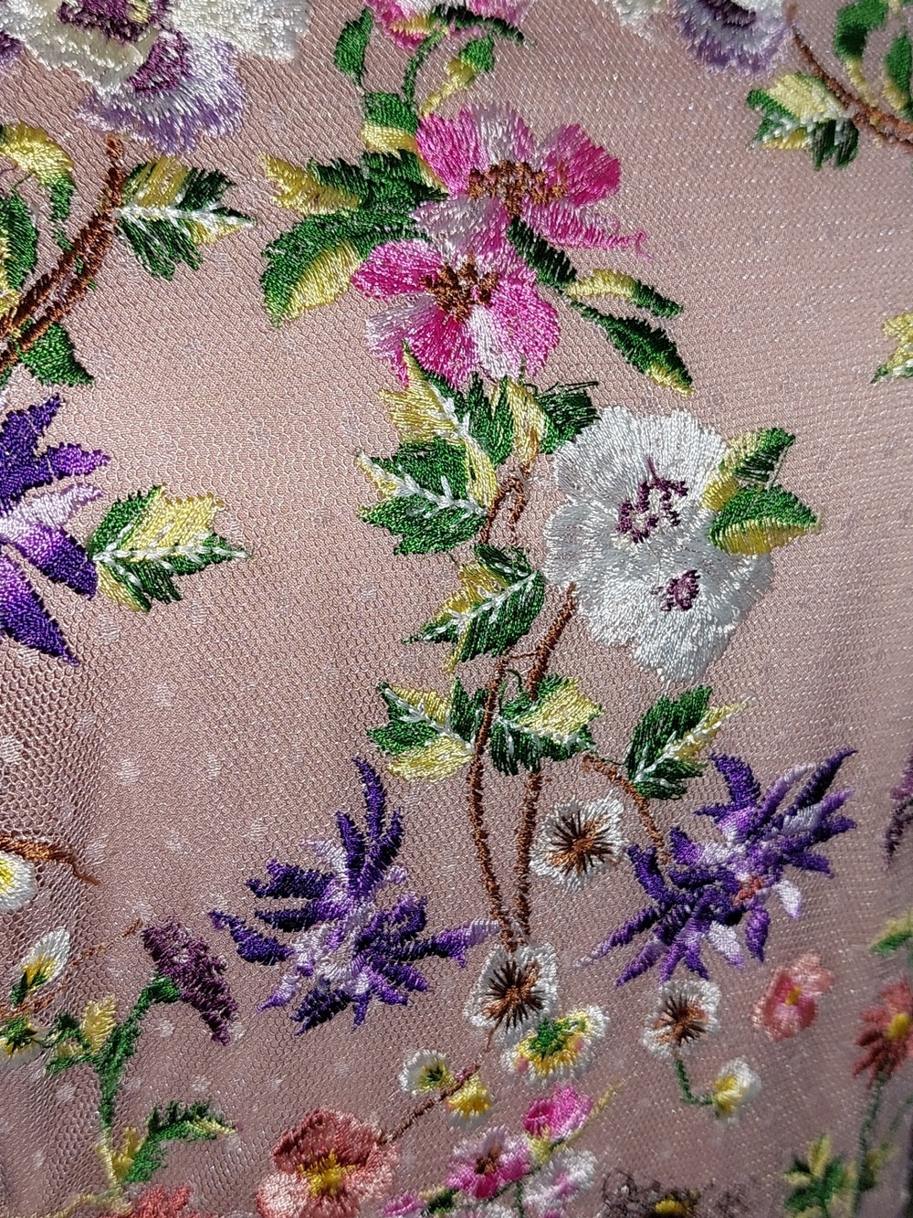 ASOS Dusty Pink Floral Embroidered Dobby Mesh Cami Strap Maxi Dress Sz 8 - Picture 8 of 15